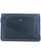 Cerruti 1881 - Front Pocket Satchel - Men - Cotton/calf Leather - One Size, Blue, Cotton/calf Leather