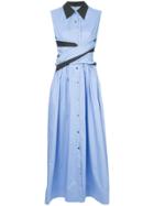 Irene Tie Waist Maxi Shirt Dress - Blue