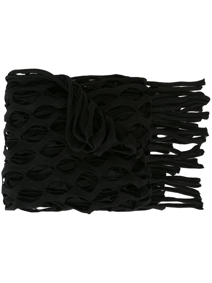 Marques'almeida Mesh Knit Fringe Scarf, Women's, Black, Viscose