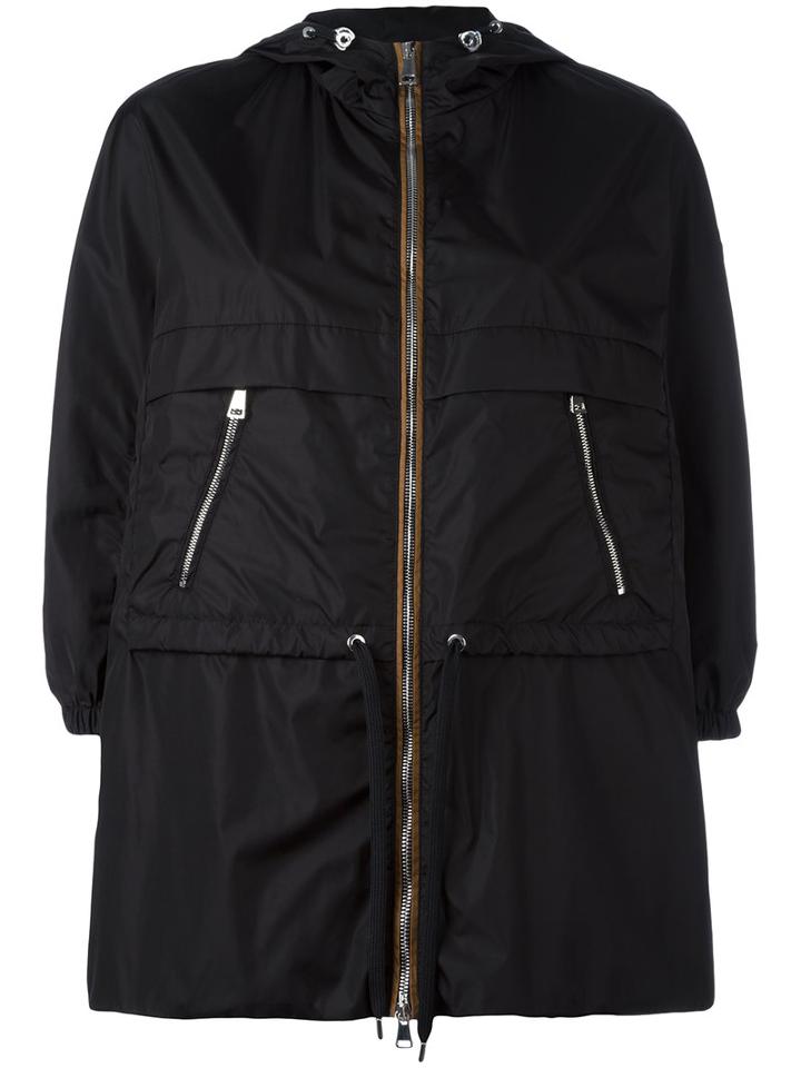 Moncler Drawstring Waist Raincoat, Women's, Size: 2, Black, Polyamide