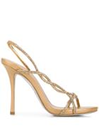 René Caovilla Micro Stud Embellished Sandals - Gold