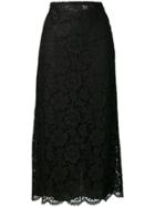 Valentino Floral Lace Skirt - Black