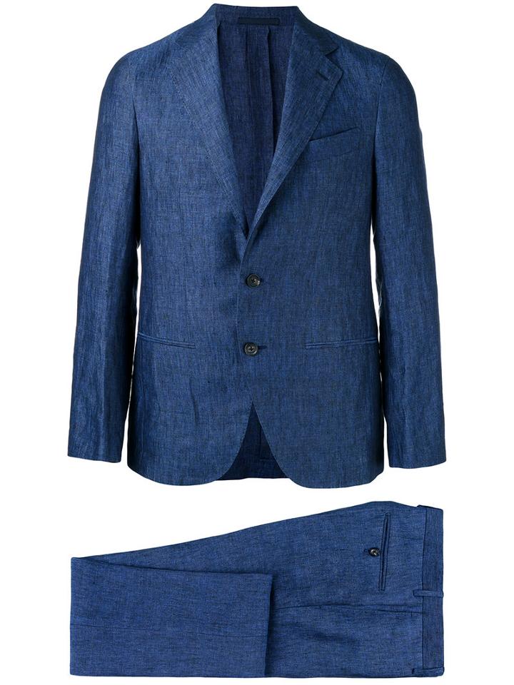 Caruso - Dinner Suit - Men - Linen/flax/viscose - 54, Blue, Linen/flax/viscose