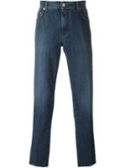 Borrelli Stonewashed Slim-fit Jeans, Men's, Size: 32, Blue, Cotton/polyester