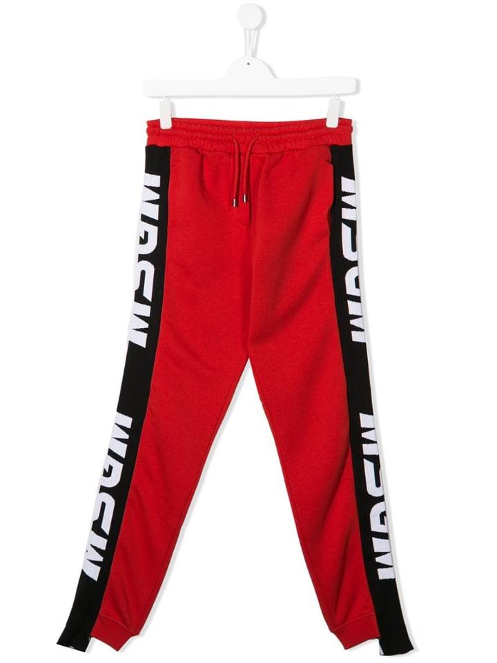 Msgm Kids Logo Stripe Track Pants - Red