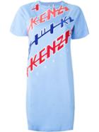 Kenzo Logo Print T-shirt Dress, Women's, Size: S, Blue, Cotton