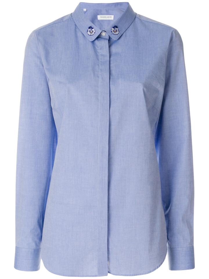 Maison Labiche Floral Embroidered Collar Shirt - Blue