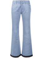 Gucci Crochet Trim Flared Jeans, Women's, Size: 27, Blue, Cotton/wool/acrylic/polyester
