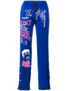 Filles A Papa Printed Popper Track Pants - Blue