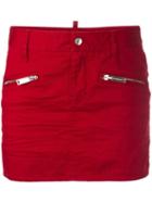 Dsquared2 - Zip Pocket Mini Skirt - Women - Cotton/polyester/spandex/elastane - 36, Women's, Red, Cotton/polyester/spandex/elastane