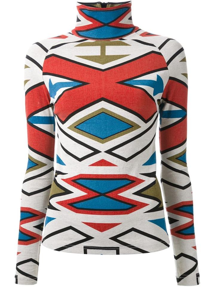 Ktz Printed Turtle Neck T-shirt, Women's, Size: Small, Nude/neutrals, Cotton/spandex/elastane