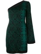 Balmain One-shoulder Snake Print Dress, Women's, Size: 38, Black, Viscose