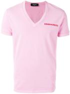 Dsquared2 Arizona V-neck T-shirt, Men's, Size: Large, Pink/purple, Cotton