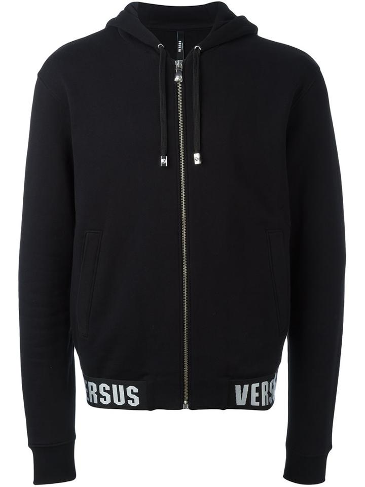 Versus Zipped Hoodie, Men's, Size: Medium, Black, Cotton/polyester/spandex/elastane