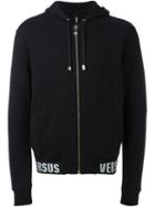 Versus Zipped Hoodie, Men's, Size: Medium, Black, Cotton/polyester/spandex/elastane