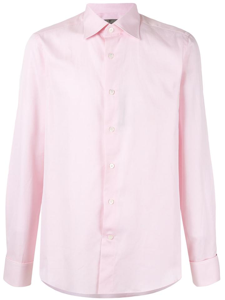 Canali - Long Sleeve Shirt - Men - Cotton - 39, Pink/purple, Cotton