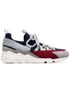 Pierre Hardy Blue Trek Leather And Suede Low Top Sneakers