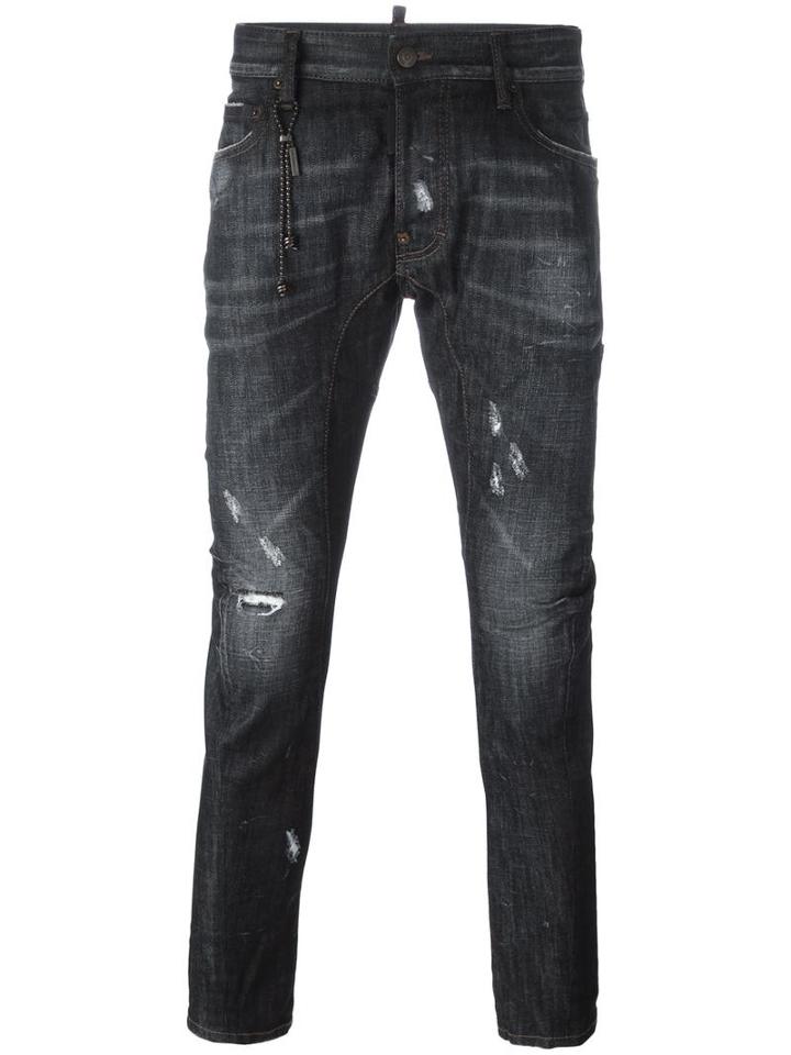 Dsquared2 - Tidy Biker Chain Trim Jeans - Men - Cotton/polyester/spandex/elastane - 54, Black, Cotton/polyester/spandex/elastane