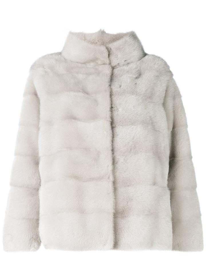 Simonetta Ravizza Classic Collar Fur Jacket - Grey