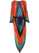 Balmain - Geometric Shoulder Slit Dress - Women - Polyamide/viscose - 36, Yellow/orange, Polyamide/viscose