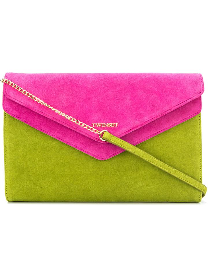 Twin-set Contrast Shoulder Bag - Green