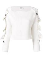 Enföld Cropped Ruffled Sweater - White