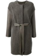 Liska Belted Coat, Women's, Size: Medium, Green, Lamb Skin/lamb Fur