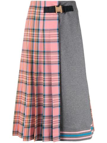 Vivetta Tartan Print Half Pleated Skirt - Pink