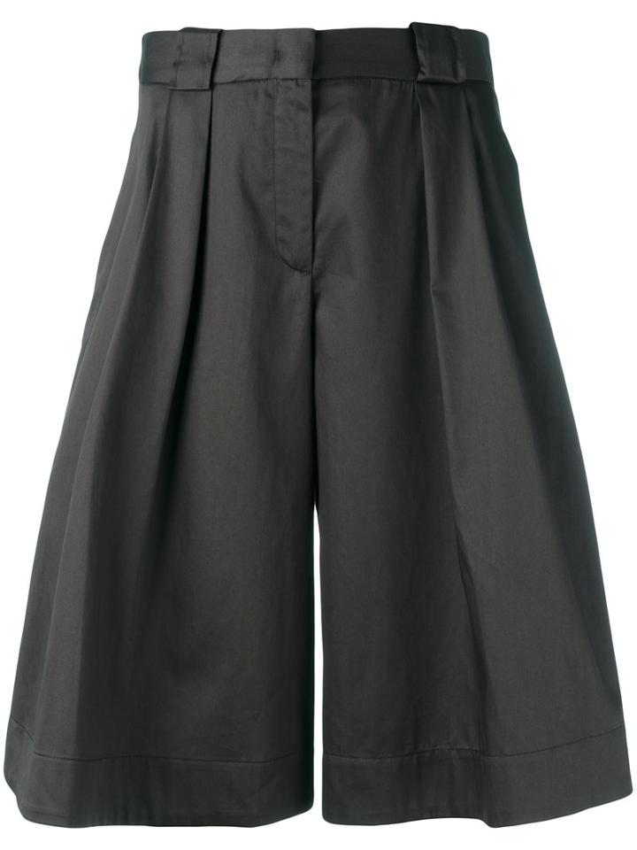 Jil Sander Navy - Shiny Wide Leg Shorts - Women - Cotton/acetate/cupro - 36, Grey, Cotton/acetate/cupro