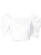 C/meo Cropped Ruffle-sleeve Top - White
