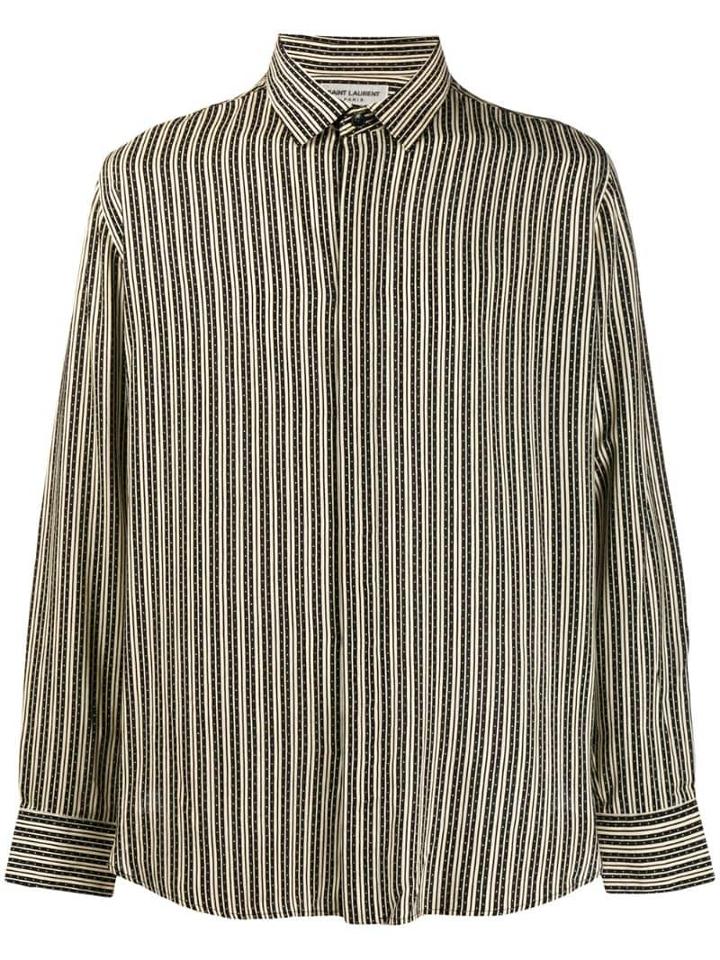 Saint Laurent Striped And Polka Dot Shirt - Neutrals