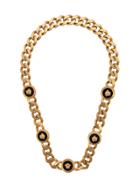 Versace Black Enamel Quint Medallion Necklace - Gold