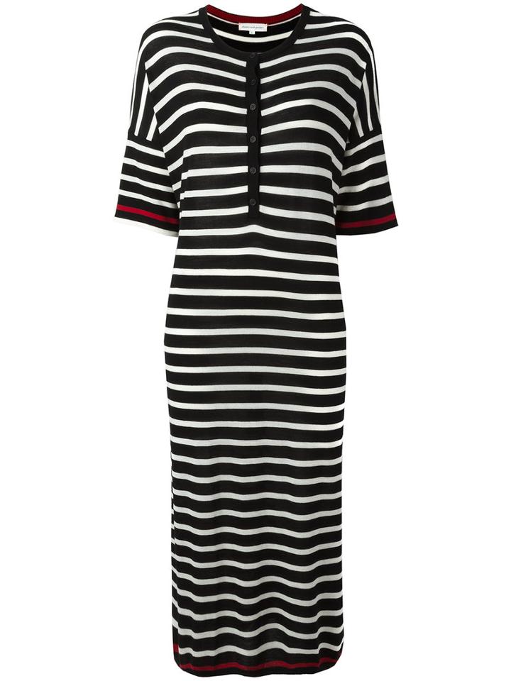 Chinti And Parker Striped Knitted Dress, Women's, Size: Xs, Black, Merino