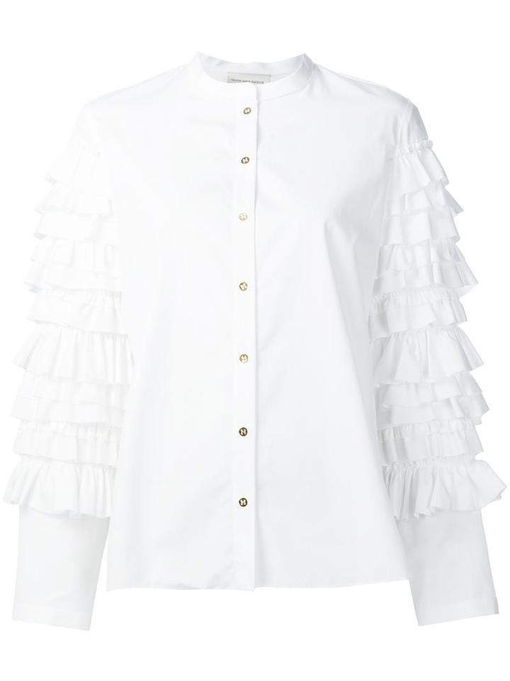 Maison Rabih Kayrouz Ruffle Sleeve Shirt, Women's, Size: 38, White, Cotton