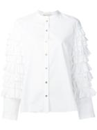 Maison Rabih Kayrouz Ruffle Sleeve Shirt, Women's, Size: 38, White, Cotton