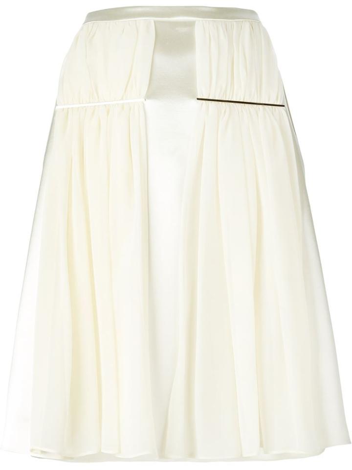 Christopher Kane Ruched Detail Skirt, Women's, Size: 10, White, Silk/acetate/brass