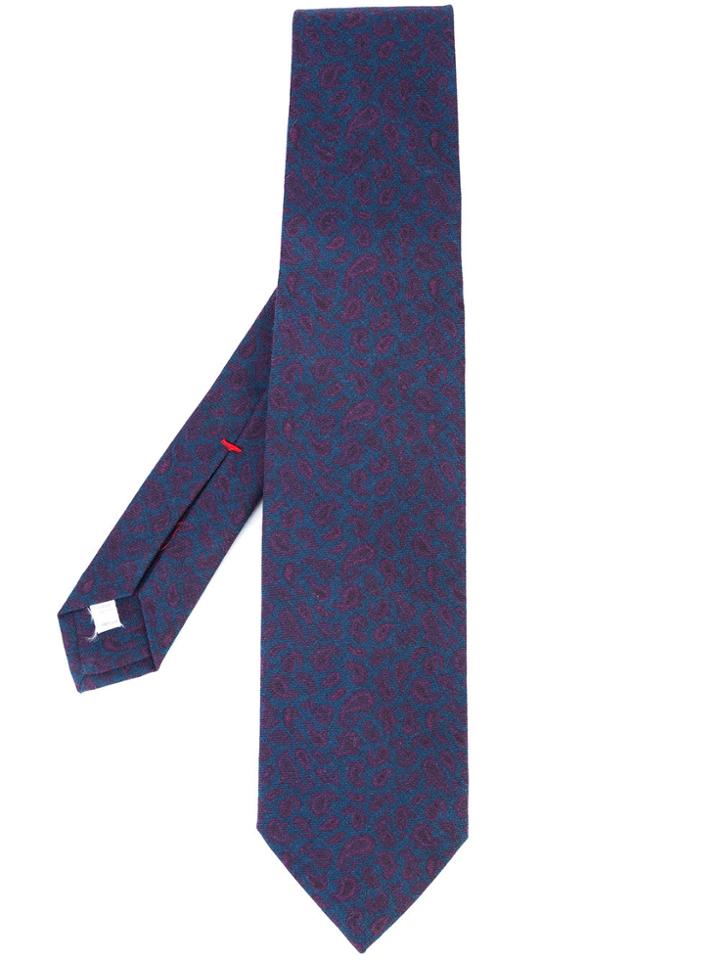 Isaia Paisley Print Tie - Blue