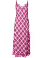 Alberta Ferretti Gingham Lace Dress - Pink & Purple