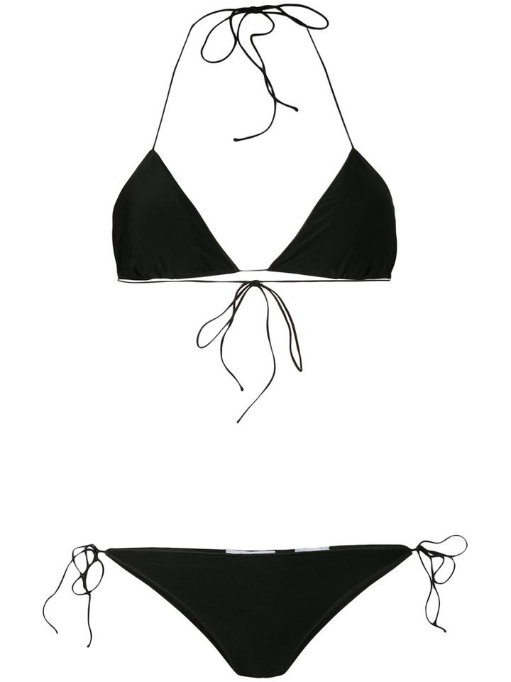 Oseree - Tied Triangle Bikini - Women - Polyamide/spandex/elastane - M, Black, Polyamide/spandex/elastane
