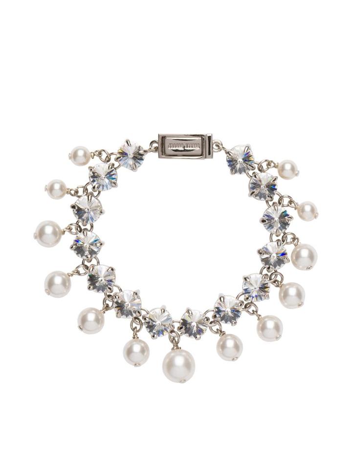 Miu Miu Crystal And Synthetic Pearl Bracelet - White