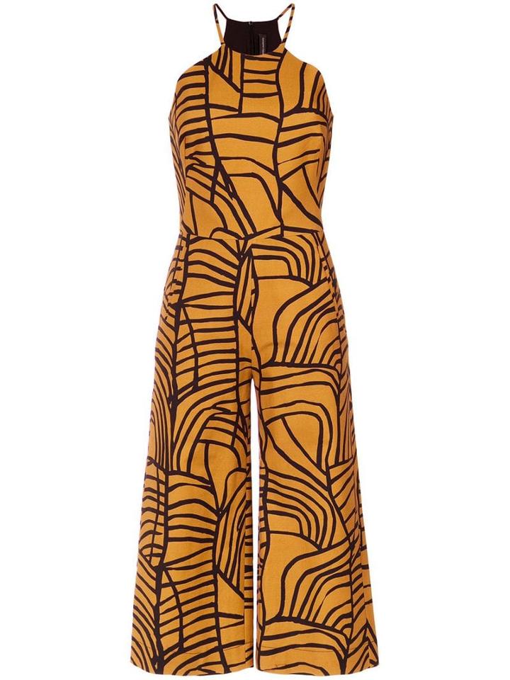 Andrea Marques Wide Leg Cropped Jumpsuit - Yellow