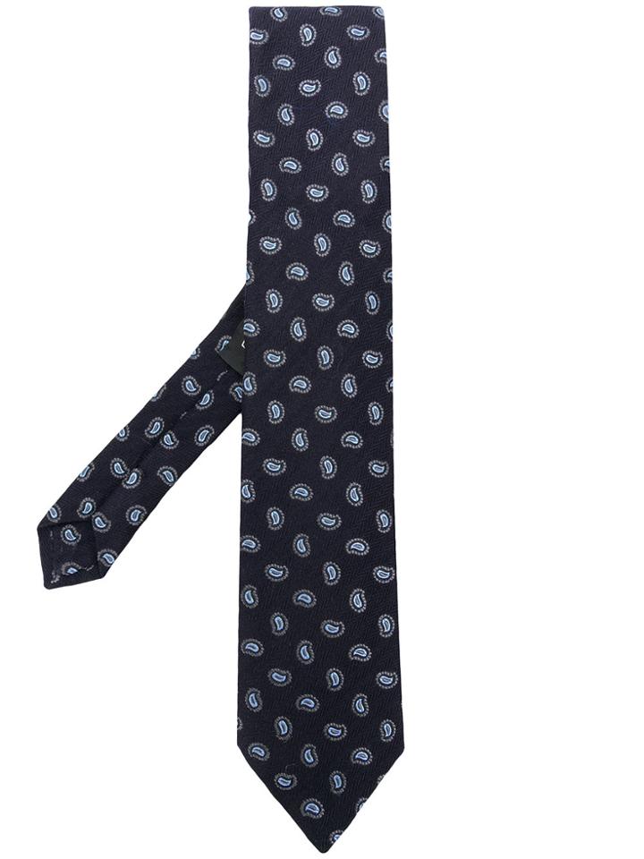 Etro Micro-paisley Embroidery Tie - Blue