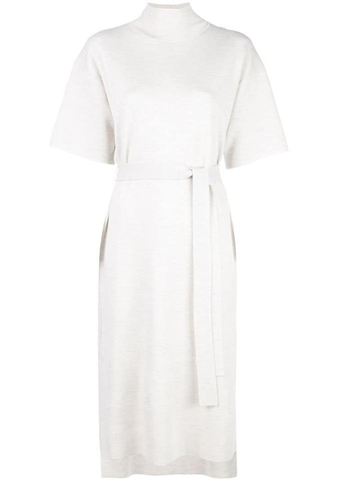 Co Fine Knit Belted Dress - Neutrals