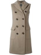 Eleventy Double-breasted Sleeveless Coat, Women's, Size: 44, Grey, Viscose/virgin Wool