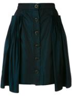Chanel Vintage Pleat Detail Skirt, Women's, Size: 38, Green