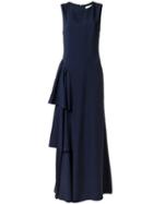 Egrey Ruffled Long Dress, Women's, Size: 38, Blue, Acetate/viscose