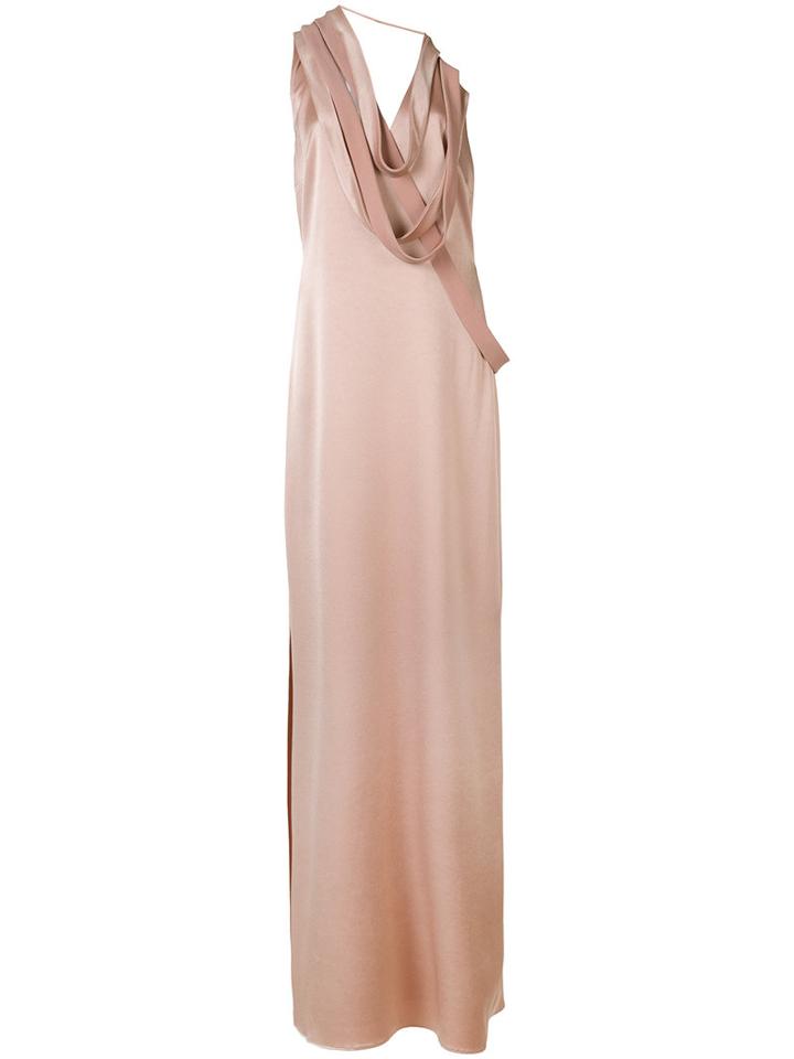 Halston Heritage - Straps Applique Dress - Women - Polyester/triacetate - 4, Nude/neutrals, Polyester/triacetate