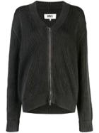 Mm6 Maison Margiela Ribbed Zip-up Cardigan - Black