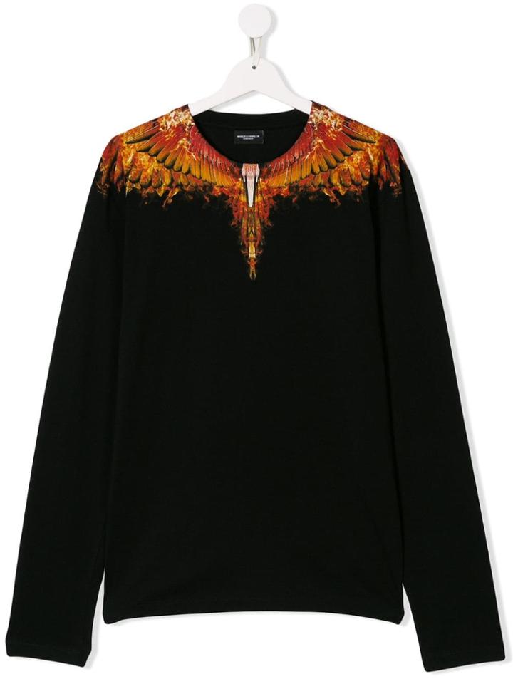 Marcelo Burlon County Of Milan Kids Teen Wing Printed T-shirt - Black