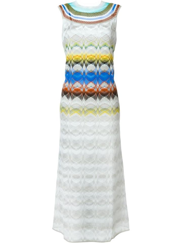 Missoni Striped Collar Long Dress, Women's, Size: 42, White, Viscose